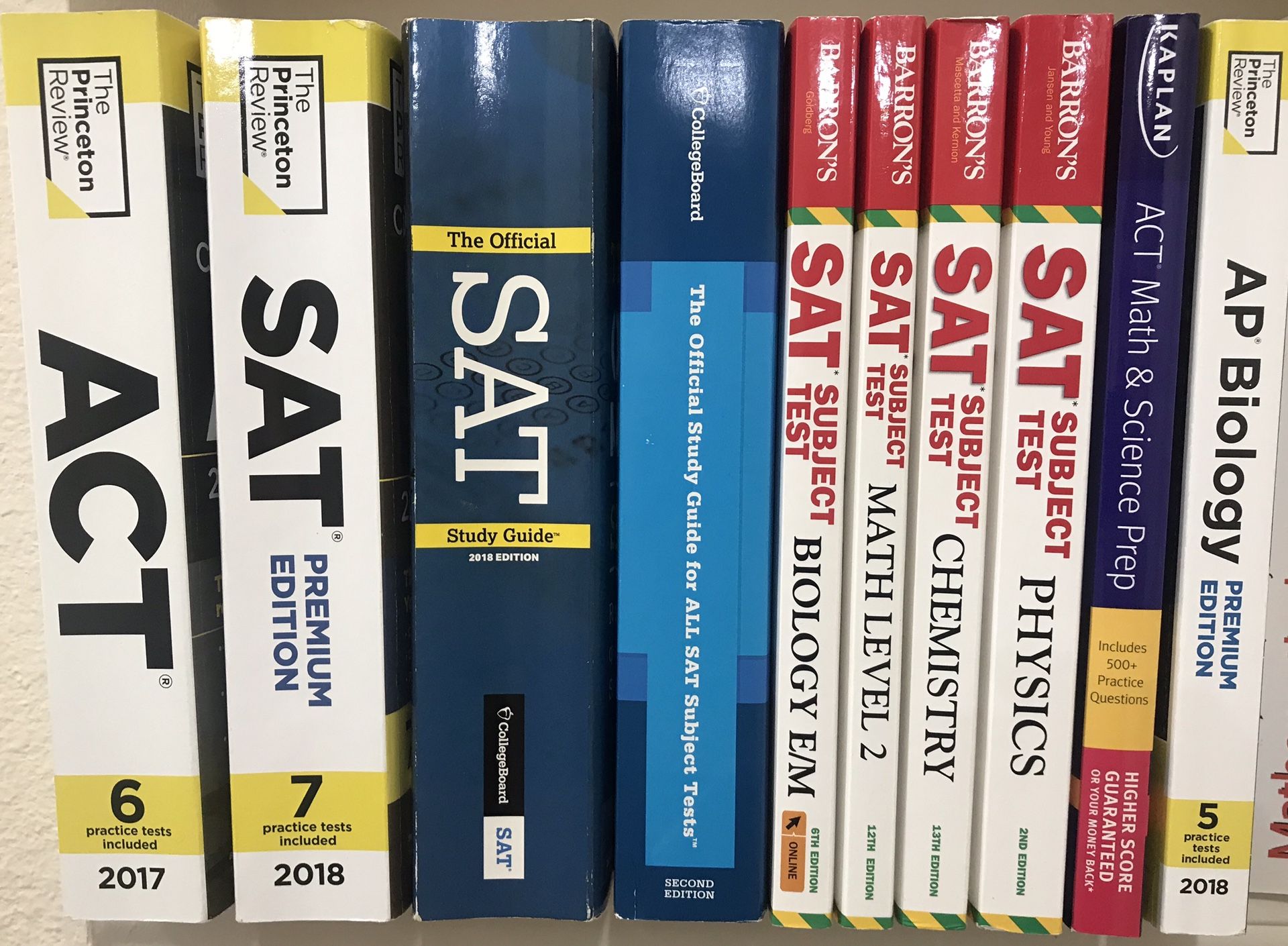2017/18 ACT, SAT general and subject books, AP biology