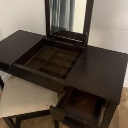 Wood Vanity With Stool