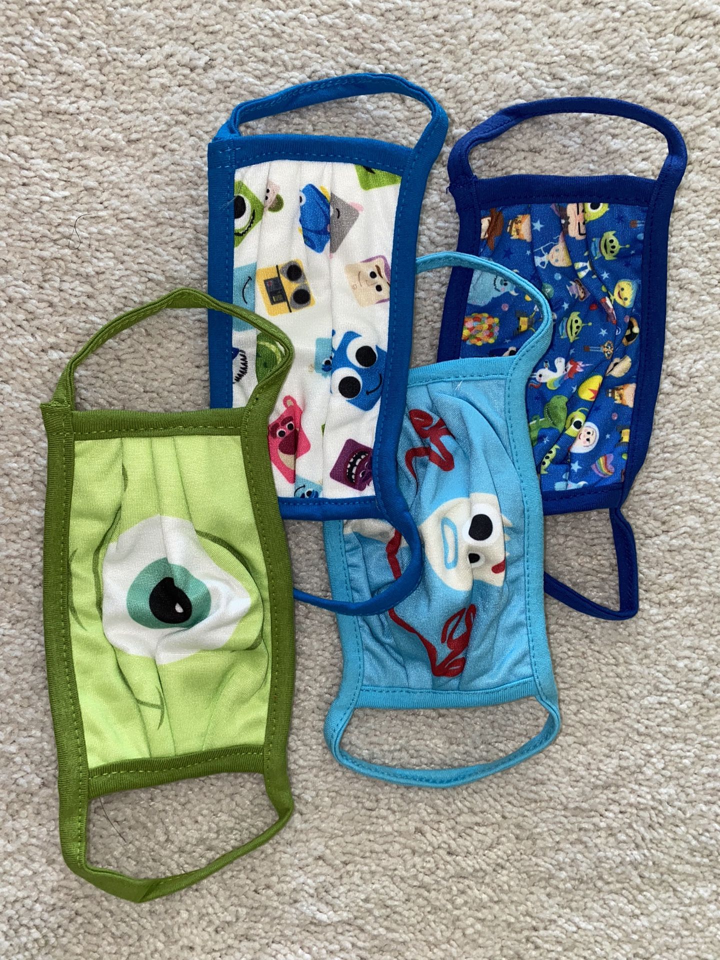 New Disney Pixar Cloth Face Masks, 4 Masks, Size Medium