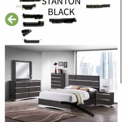 New Queen Size 5 Piece Bedroom Set Black Color