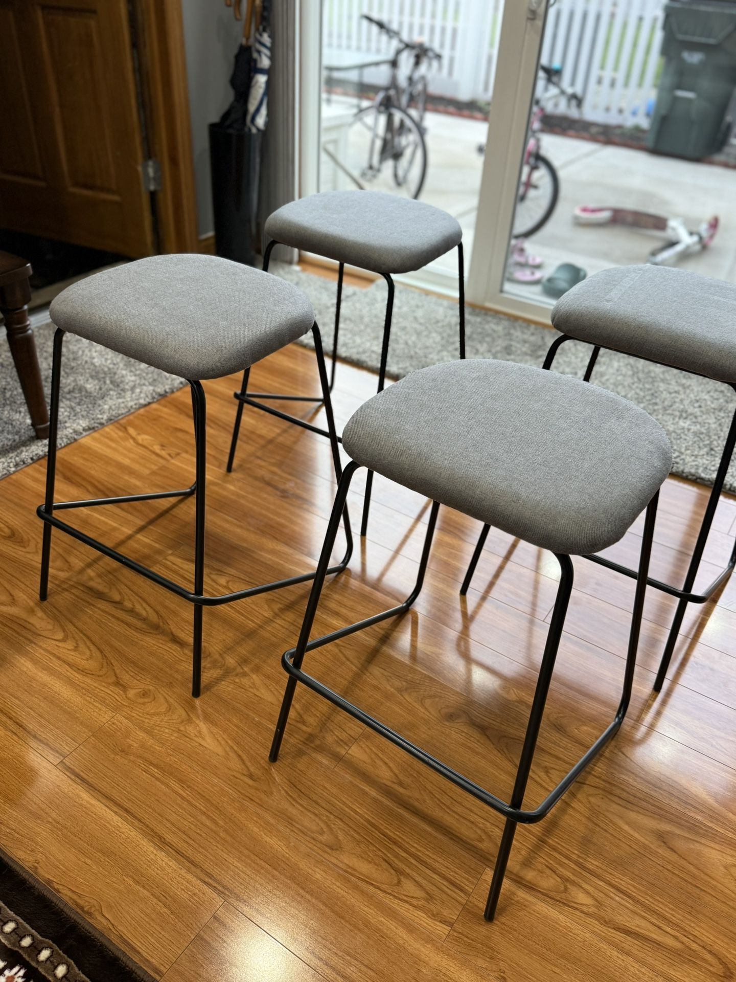 Set of 4 Gray Bar Stools