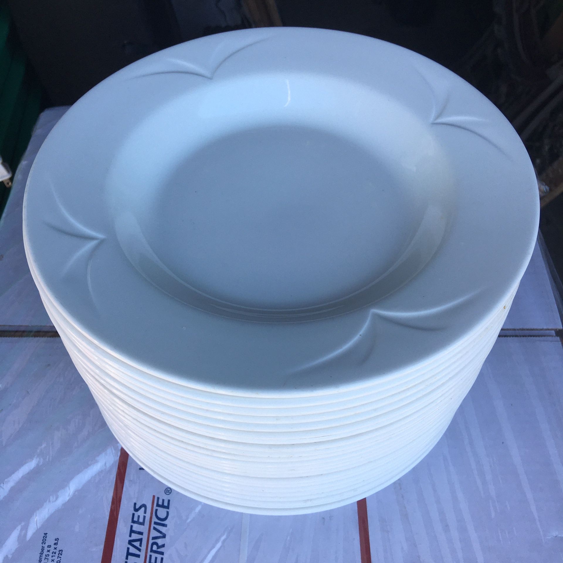 STEELITE INTERNATIONAL PLATES TWENTY THREE 12” PLATES TWELVE 10.5” PLATES ALL PLATES IN EXCELLENT CONDITION LOCATION IS 488 W. VICTORY RD. HENDERSO