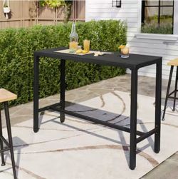 63 in Black Patio Outdoor Bar Table Rectangle Pub Table Dining Table