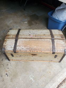 Antique Dome Top Wood Storage Trunk
