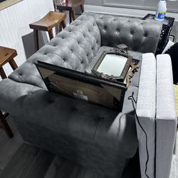Grey Cloth Couch Love Seat 