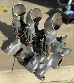 Ford Y Block Tri-Power carburetor with EDELBROCK MANIFOLD vintage ford thunderbird V8 hotrod parts