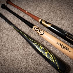 Baseball Bat Bundle: Sam Bat MMO Pro Maple 33/30 • Axe Origin BBCOR 32/29 (2017) • Rawlings Hard Maple 33/30 