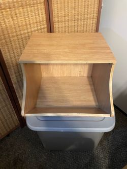 Open  Storage Wooden Nightstand, Magazine & Book Storage