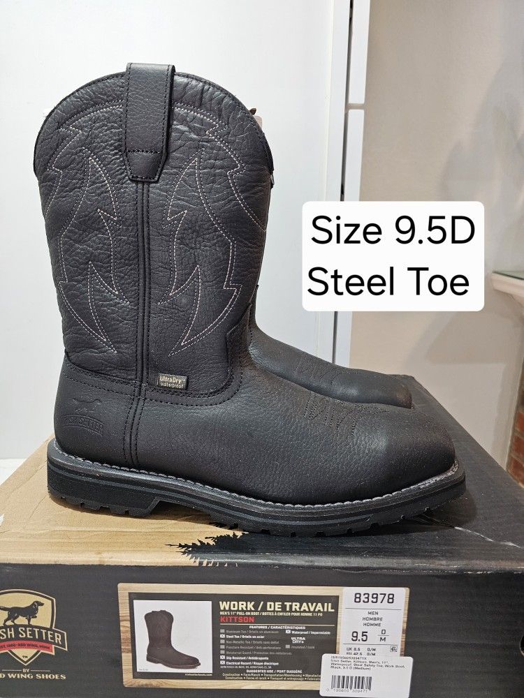Red Wings Irish Setter Safety Toe Work Boots Size 9 And 9.5