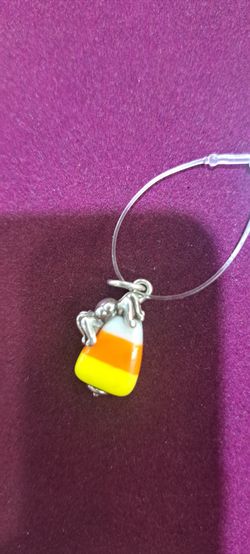 Candy Corn Halloween silver pendnat