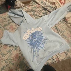 Medium Sky Blue Sp5der hoodie