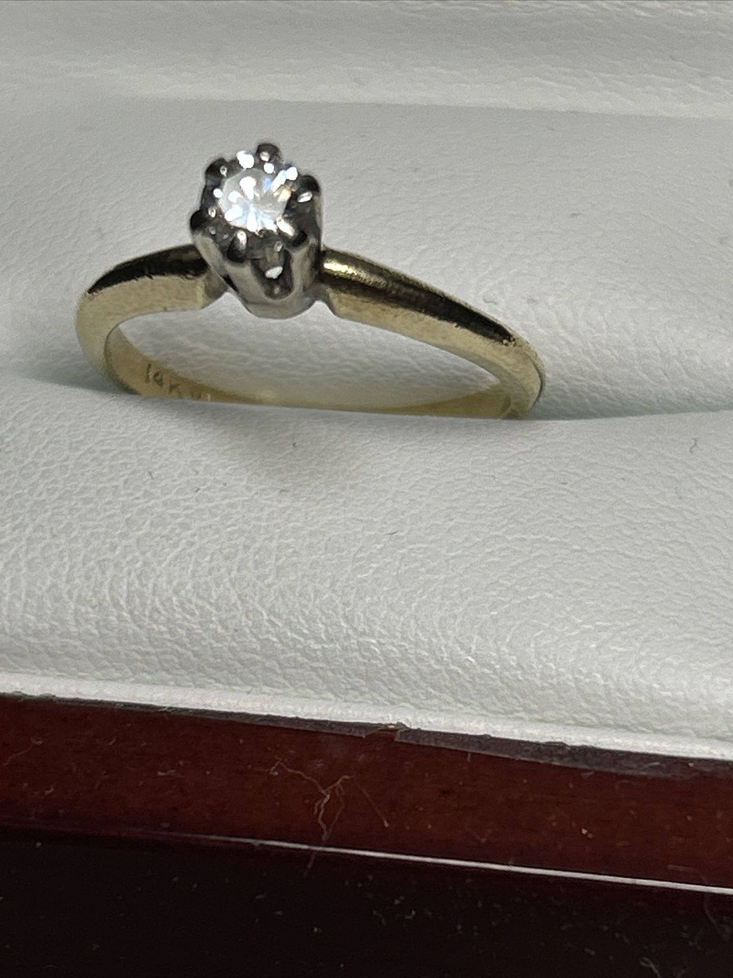 14K YELLOW GOLD .25CT Round Clear Clean Natural Diamond Engagement RING Sz 5.25