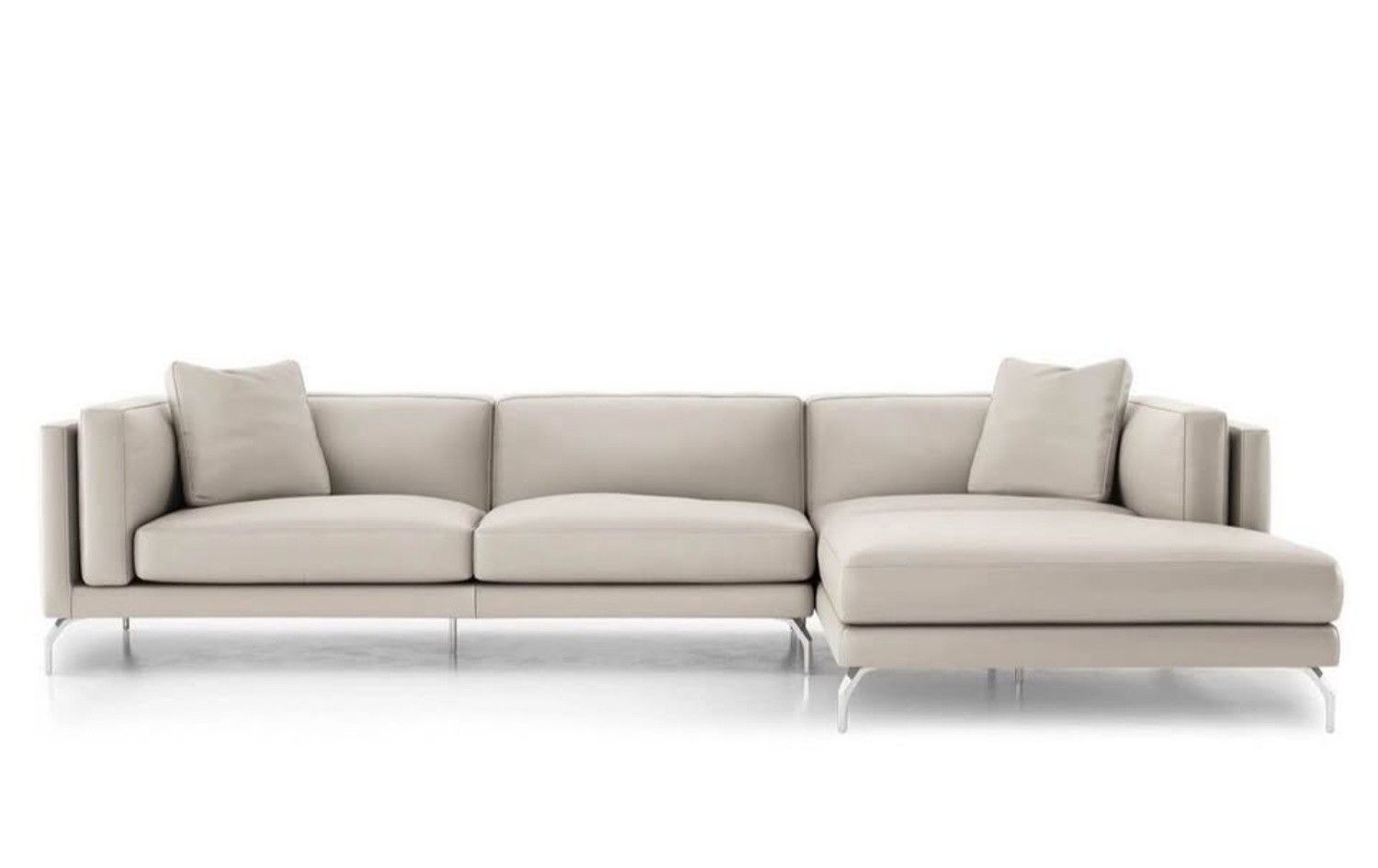 Modloft Reade Sectional Sofa with Right Chaise – Premium Beige Leather