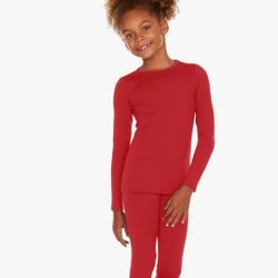 Thermal Underwear For Girls Fleece Lined Long Soft Red