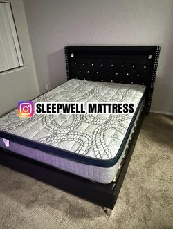 New Queen bed frame with mattress