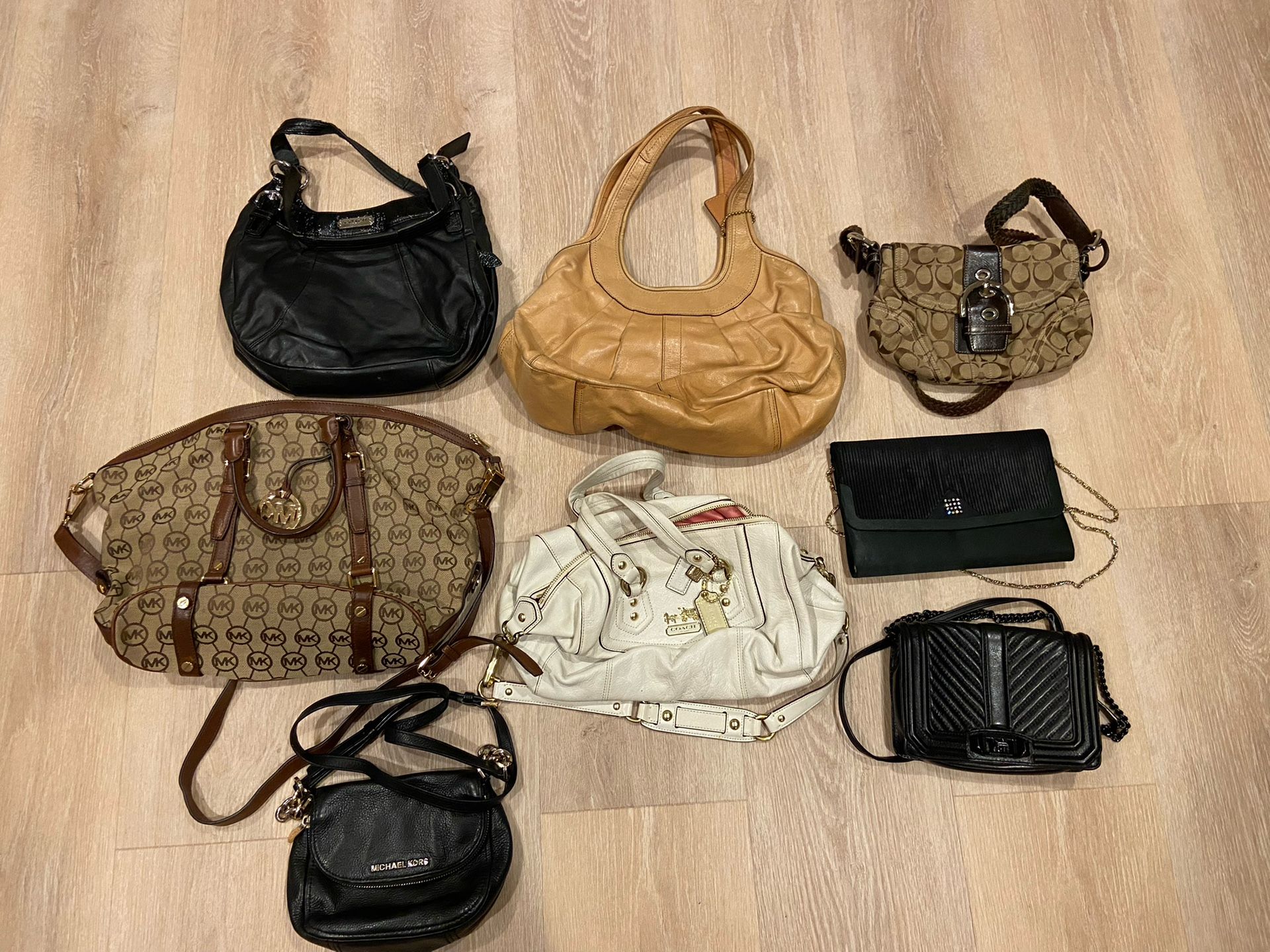 Lot Of 8 Women’s Designer Bags Handbags Purse Wallet Coach Michael Kors Rebecca Minkoff