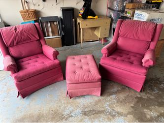 Vintage Ethan Allen Chair Set with Ottoman