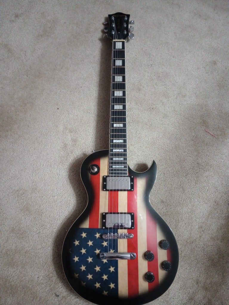 Leo Jaymz Single Cut Deluxe American Flag Guitar 