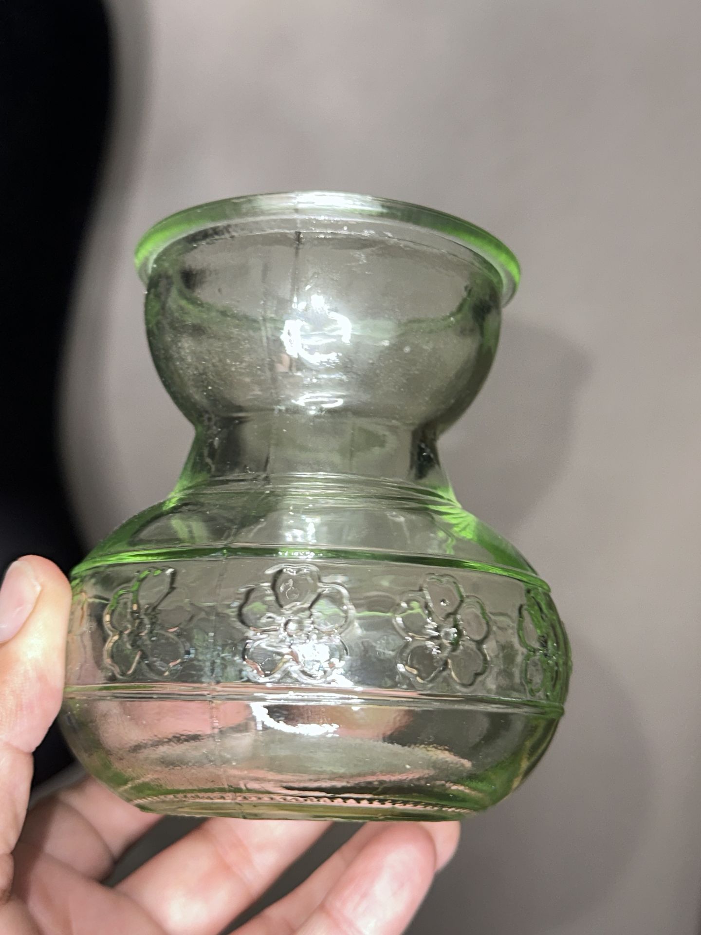 Glass Bulb Forcing Vase With Embossed Flower Motif - Tulip, Hyacinth, Paperwhite