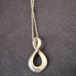 George Jensen  Sterling Silver Infinity Pendant and necklace,  must see in person pics dont do it justice  ($300+at retail)