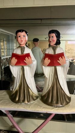 Vintage Blow Mold Choir Boy and Girl