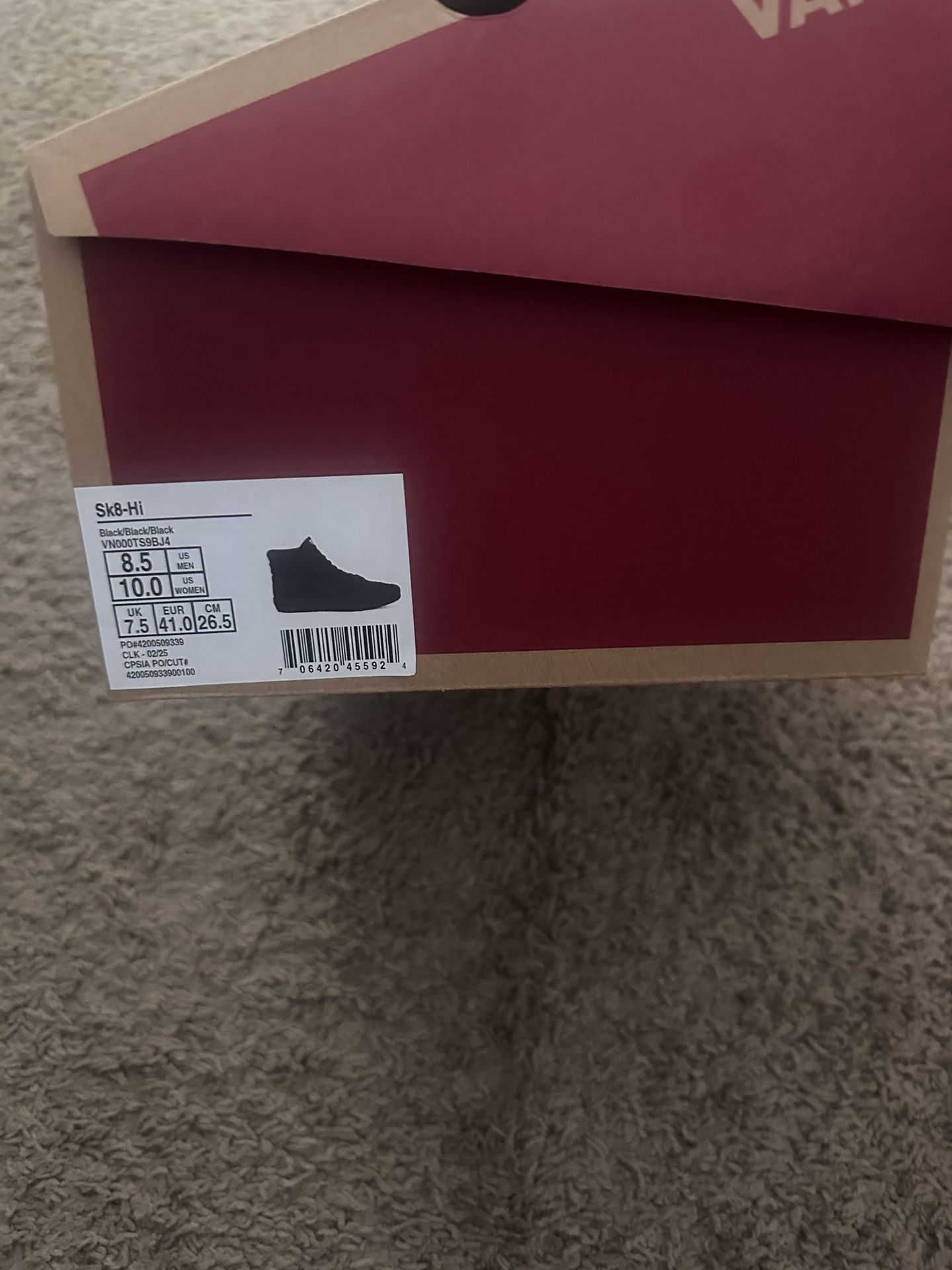 Black vans size 8.5
