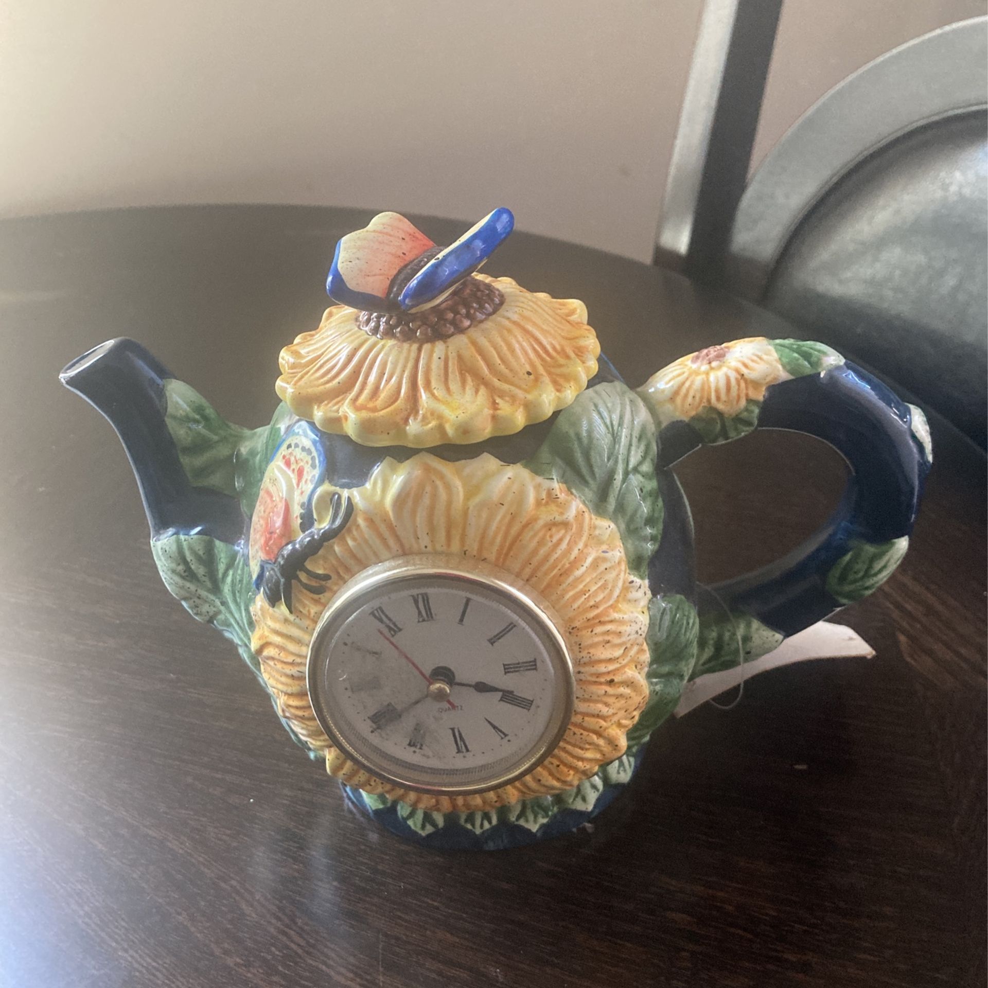 Sunflower Clock Tea Pot