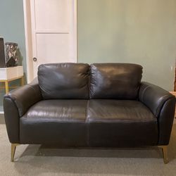 Sofa Couch Black Love Seat PU leather White Baseball Stitching