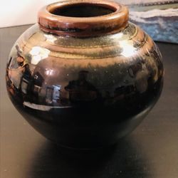 Vintage Glazed Ceramic Vase 