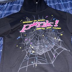 Spider worldwide Pink! black hoodie