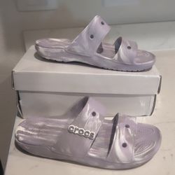 Lavender & White Croc Sandals