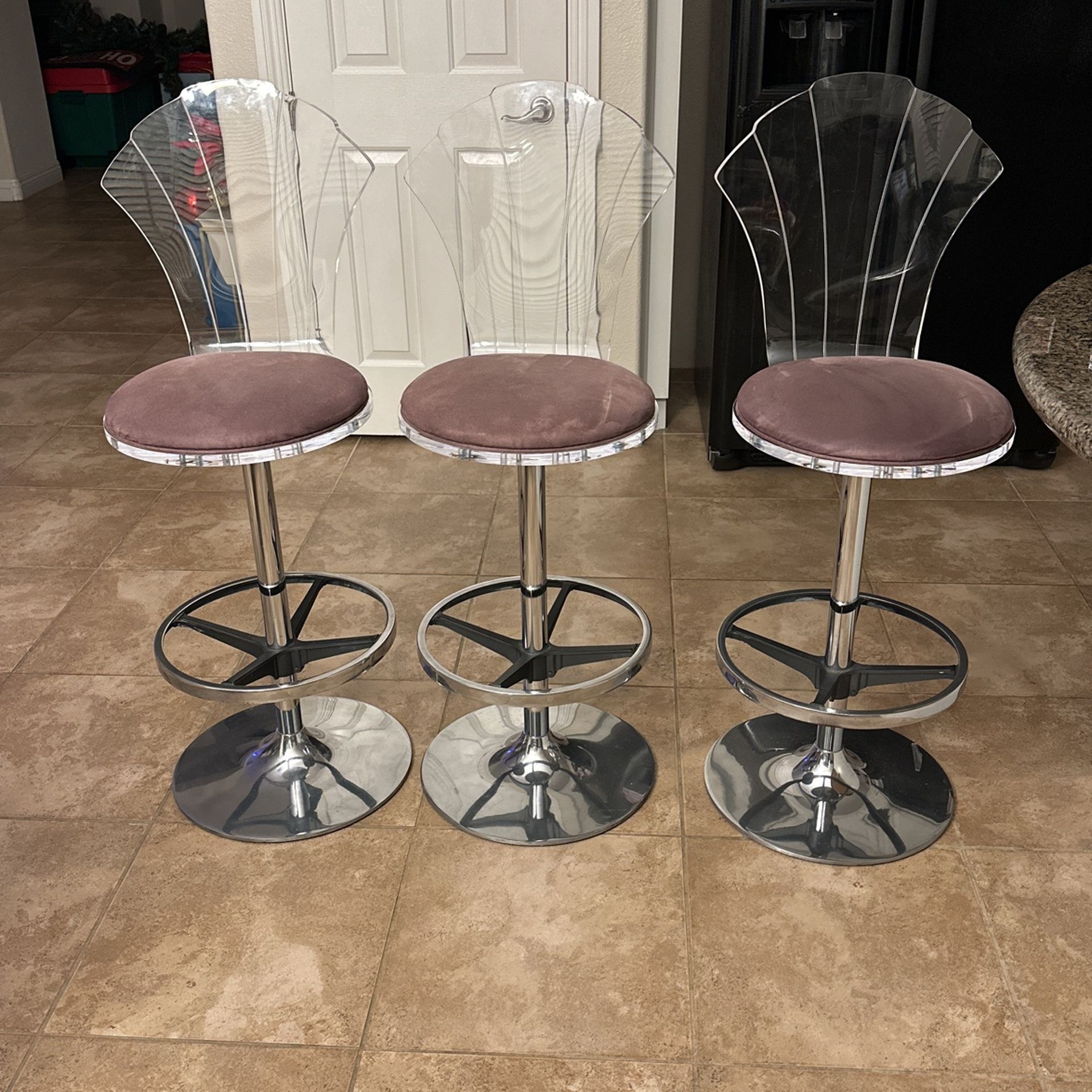 Barstools Clear Acrylic Purple Suede