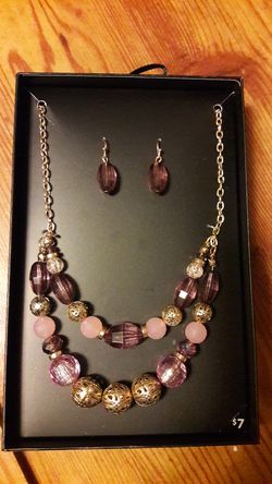 NEW Amethyst Necklace with Earrings.