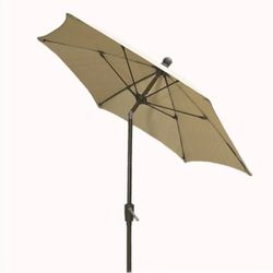 7.5 ft. Terrace Patio Umbrella Chanpagne Bronze Pole Tilt in Beige