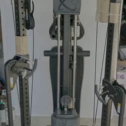 Exercise and Fitness Home Gym Workout Cable Equipment Weight Lifting Set Centr + Bench