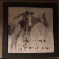 New Farmhouse/horse Framed Portraits Just over 13 3/4"x13 3/4 Each 