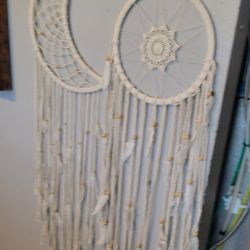 TWO BEAUTIFUL MACRAME HALF MOON AND SUN DREAMCATCHER