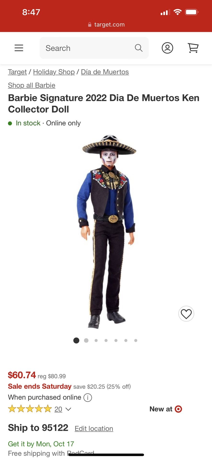 Dia De Los Muertos Ken Barbie doll