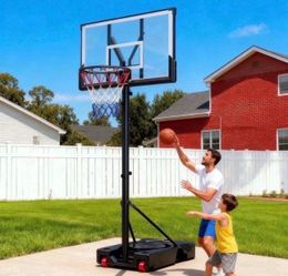 Basketball Hoop for Outdoor, Fehomix Adjustable Height 7-10 FT, Portable Basketball Goal System with 45" Shatterproof Backboard, Wheels & Water Base,