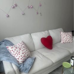 Lightly Used White Couch & Armchair Set –$350 (Includes Free Throw Pillows!)