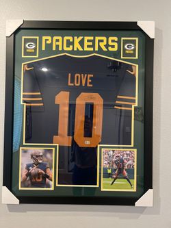 Signed Jordan Love frame jersey