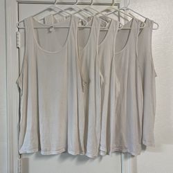 5 Mens White Tank Tops Lot Size Large & XL Fruit of the Loom Platinum & Pro Club 