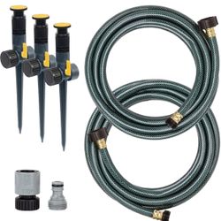 Melnor Adjustable Spike Set Sprinkler Bundle, Green, Yellow