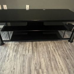 Large Glass TV Table with Shelves