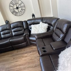 NEW Brown Comfy Leather Sectional