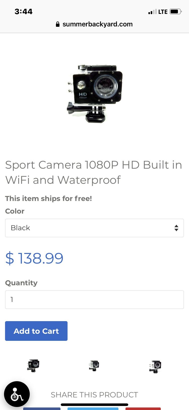 SPORTS CAMERA 1080p with WiFi & waterproof. JUST LIKE A GOPRO