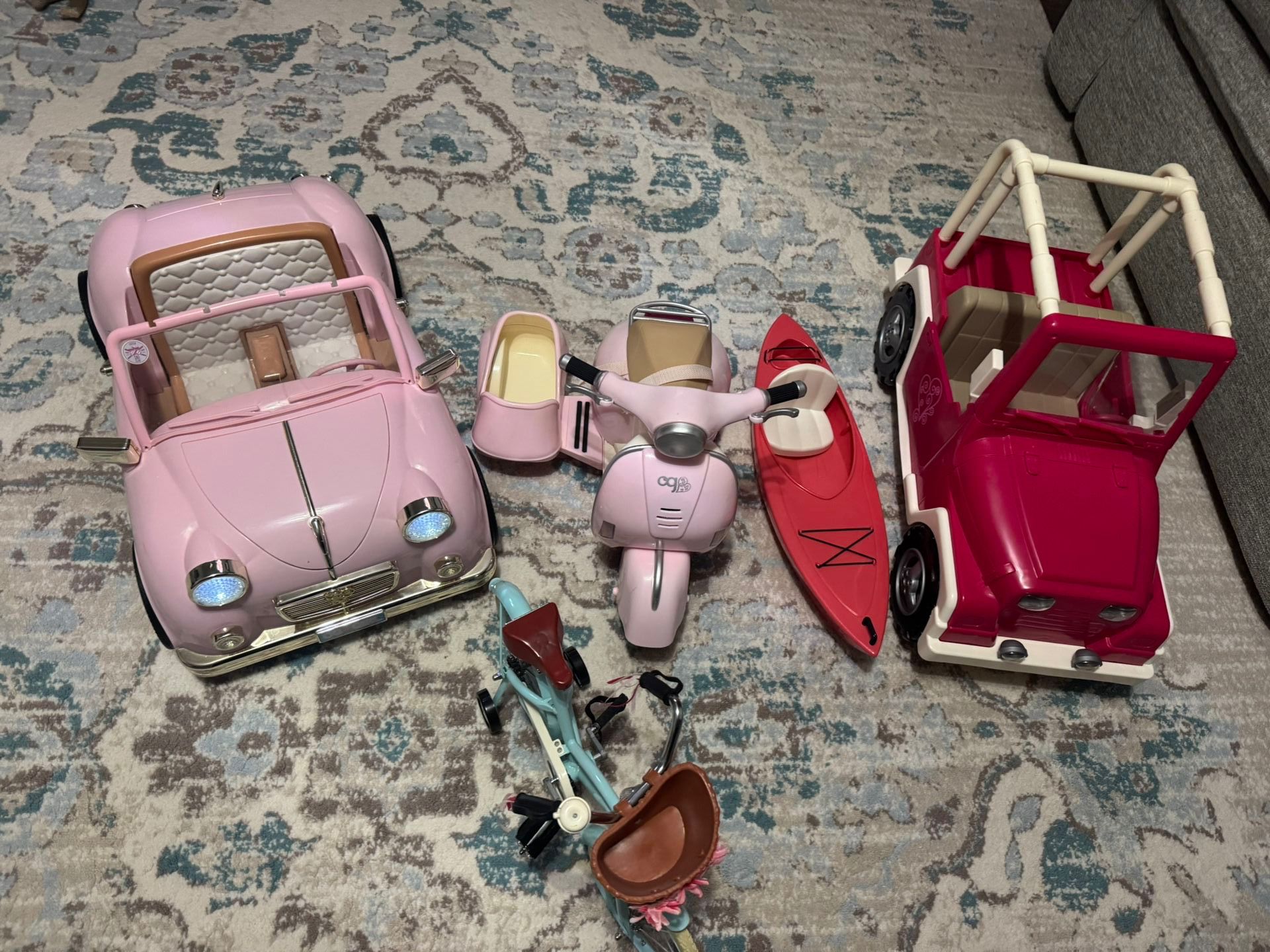 Our Generation Car, Jeep,Scooter,Bike and Canoe for American Girl Dolls