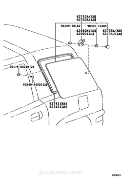 Toyota RAV4  2 Door Utility Driver Left Side Quarter Glass
