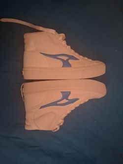 White High-Top Sneakers with Blue Logo