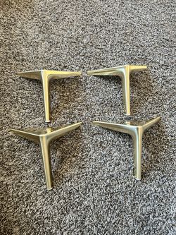 Set of 4 Brushed Gold 6” Furniture Legs – Modern Metal Table & Cabinet Legs for Sofa, Chair, Bed, Dresser